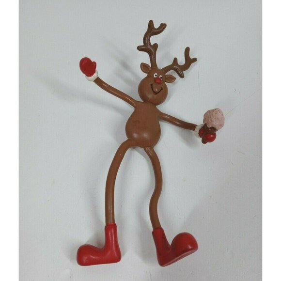 Vintage Russ 7.25" Bendable Reindeer with Ice Cream Cone & Red Shoes & Mittens - Picture 4 of 6